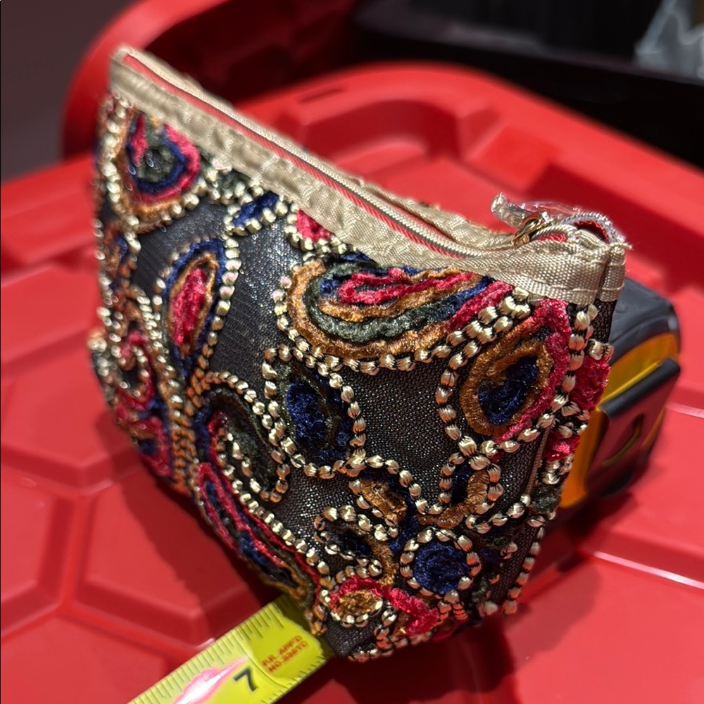 Embroidered Clutch with Multicolor Design - Picture 2 of 3